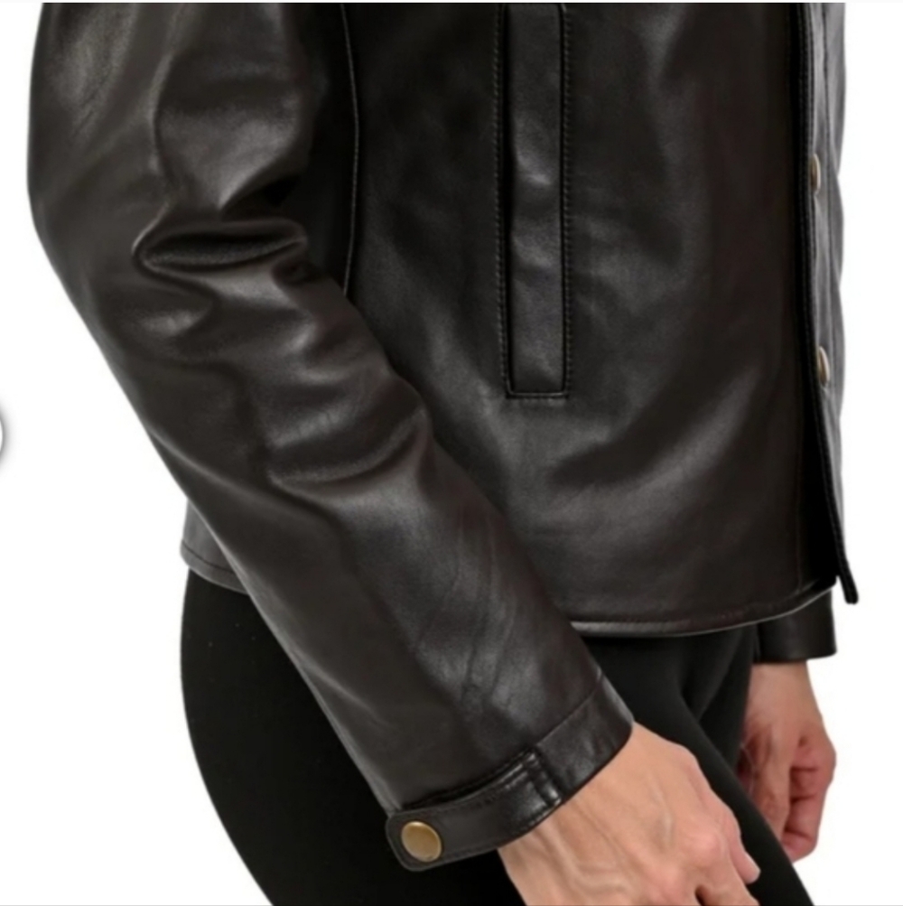 Frye Women's Classic Black Lamb Leather Jacket - Picture 4 of 7